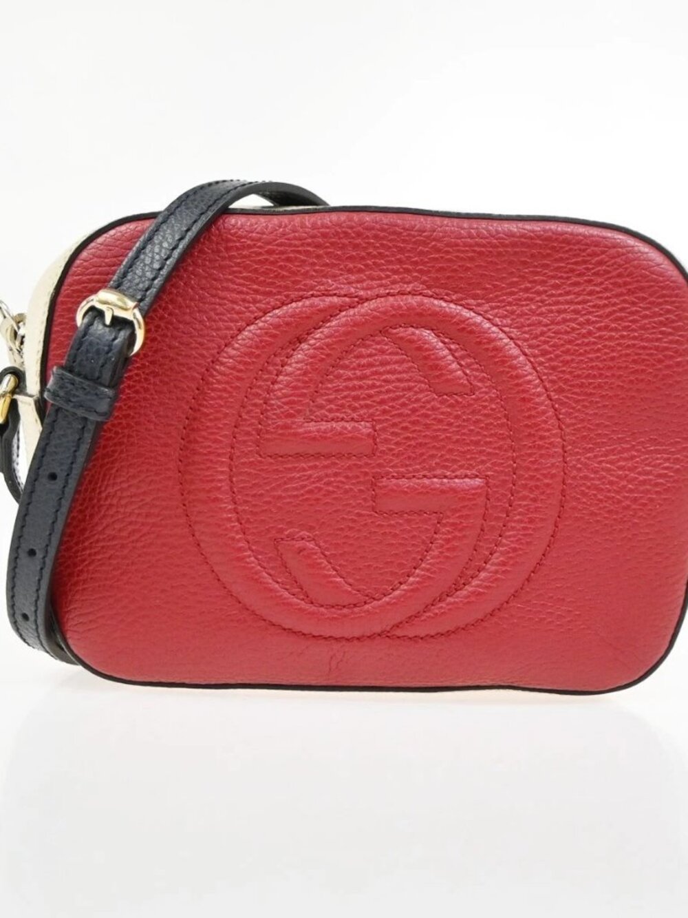 GUCCI Logo interlocking G Crossbody Shoulder Bag Leather Red GHW 75CB104